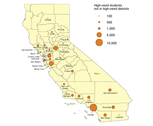 Figure 3. High-Need Students Who Do Not Generate Concentration Funding Are Clustered in a Few Counties