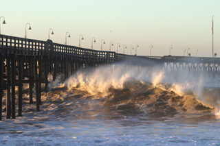 Ocean Wave Storm Pier