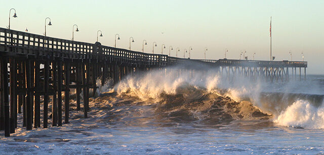 Ocean Wave Storm Pier