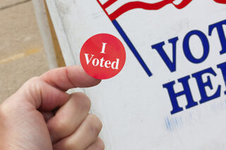 Hand I Voted Sticker