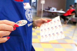 LadyWithVotingStickers