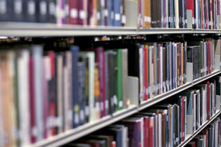 Library Bookshelves Filled With Books