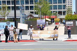 Protestors At Hillary Clinton Political Rally, San Jose, CA, USA
