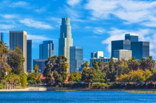 Cityscape With Skyscrapers Of Los Angeles Skyline, CA