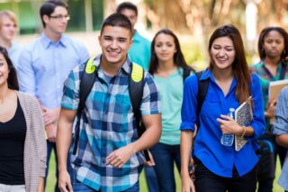 diverse group of students on college campus