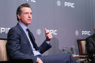 photo - Gavin Newsom and Mark Baldassare at Speaker Series 110917