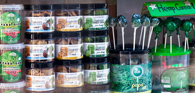 Showcase Of Cannabis Shop In Amsterdam