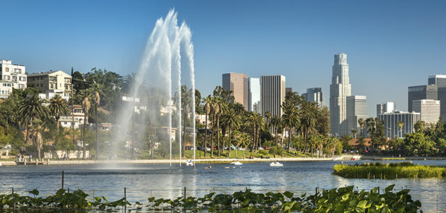 Los Angeles Downtown Skyline Panoramic In California USA