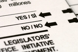 Close-up of voting ballot