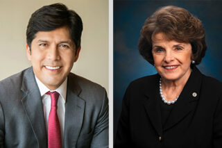 Photo of 2018 US Senate Candidates Kevin de Leon and Dianne Feinstein