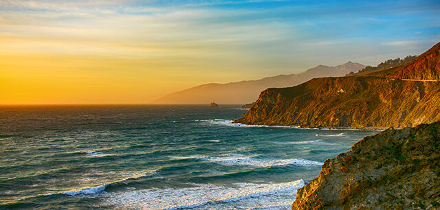 Coastline Of Central California At Dusk