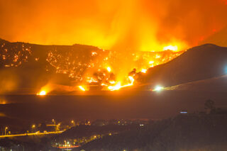 Night Long Exposure Photograph Of The Santa Clarita Wildfire