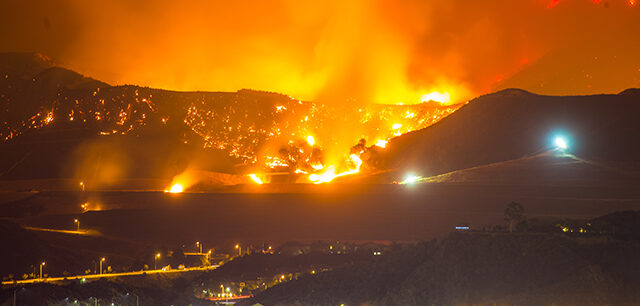 Night Long Exposure Photograph Of The Santa Clarita Wildfire