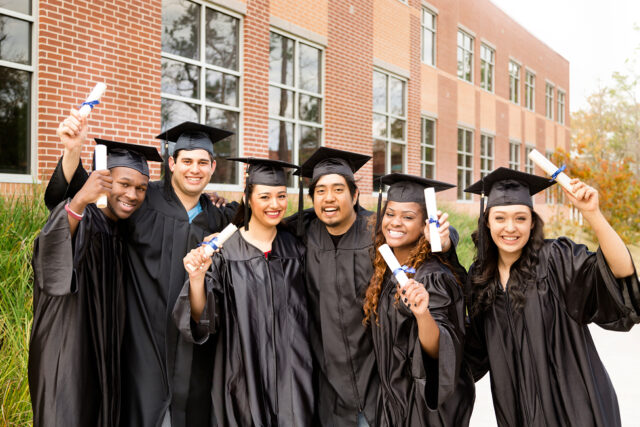 Photo of college graduates celebrating
