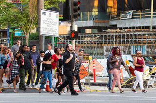photo - Pedestrians Walking Across the Street in Los Angeles, California