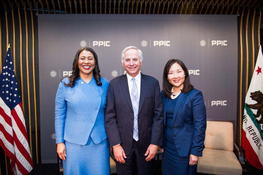 Photo of London Breed, Mark Baldassare, Marisa Chun