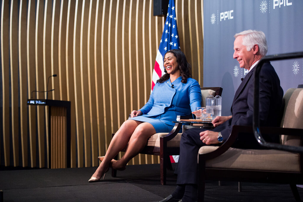 Photo of London Breed and Mark Baldassare