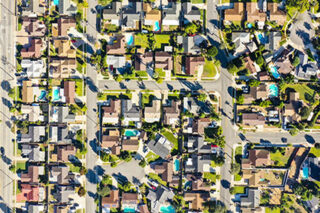 photo - Aerial View of Houses in California Suburb