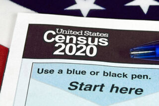 photo - Census 2020 Form and US Flag