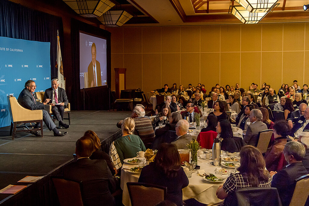 Photo of Leon Panetta, Mark Baldassare, and audience