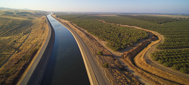 photo - California Aqueduct Running Along Almond Farms