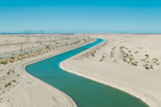 Aqueduct Snaking through Desert in Imperial County, California