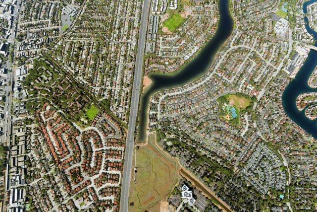 photo - Aerial view of a residential district in California