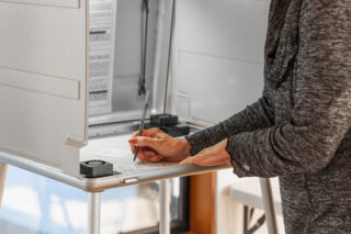 photo - Woman Voting in Polling Booth