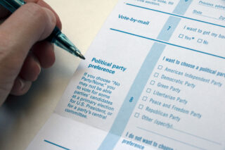 photo - Political Party Preference Section on a Voter Registration Form