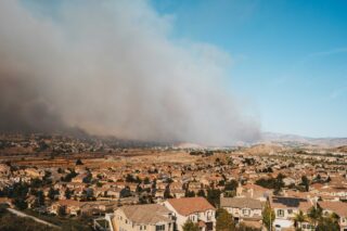 photo - California Wildfire Burns near Residential Area