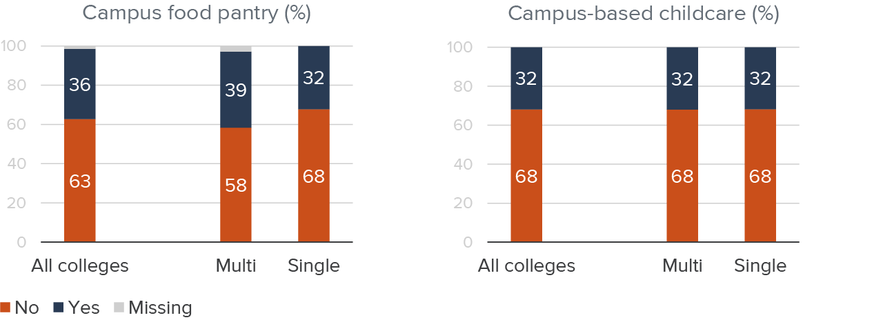 figure 9 - Around one out of three colleges used pandemic recovery funding to support campus-based food pantries or child care