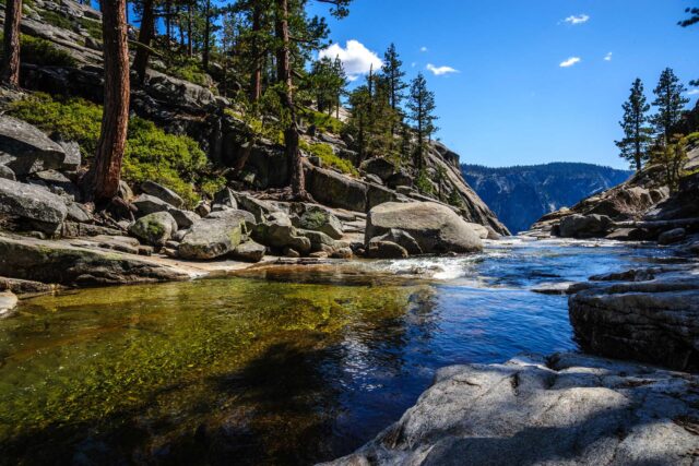 photo - Yosemite Creek just before plunging down into the Upper Yosemite Falls
