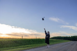 photo - Graduate Cap Throw on Rural Road