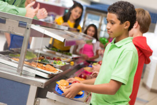 photo - Students in School Cafeteria Line
