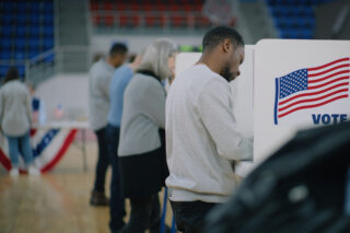 photo - Voters at Voting Booth in Arena