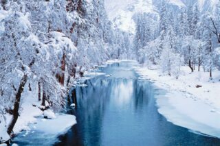 photo - Merced River Flowing through Snowy Yosemite National Park
