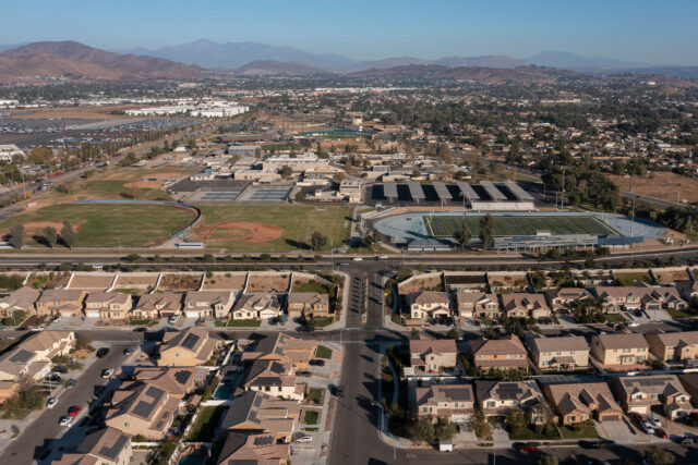 photo - Homes and School in Jurupa Valley, California
