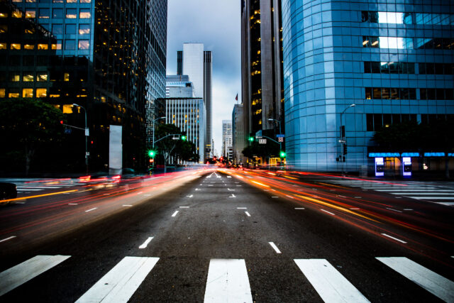 Busy street in downtown los angeles