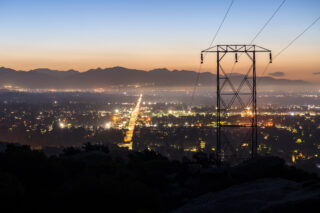 photo - Predawn View of Powerlines Entering Los Angeles