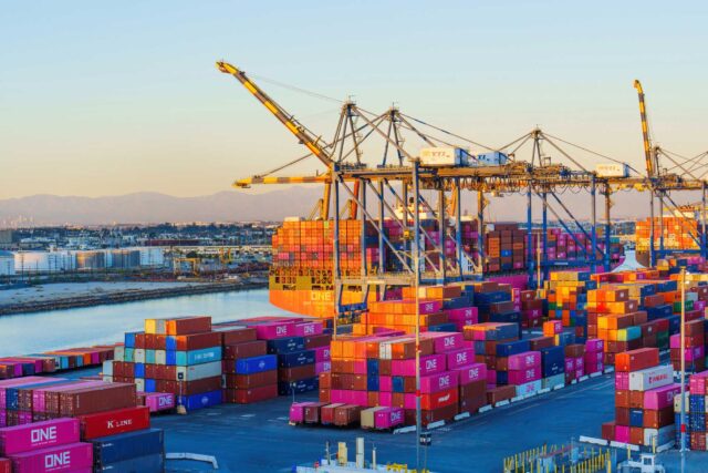 photo - Shipping Containers and Cranes at the Long Beach Port