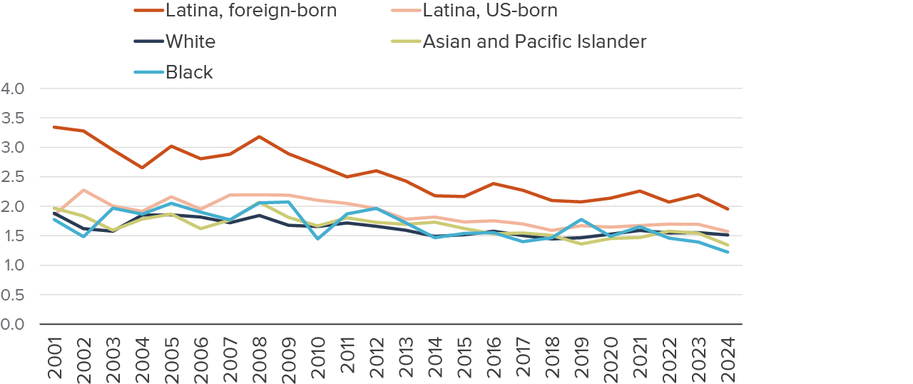 Figure 4 - Birth rates have fallen for every ethnic group