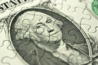 photo - Close Up of a US One Dollar Bill Puzzle
