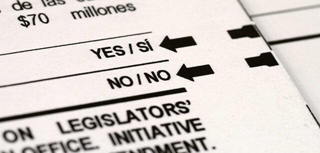 Close-up of voting ballot