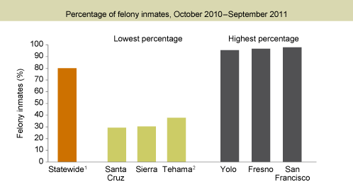 Figure 3. Felons make up the majority of the jail population in most counties