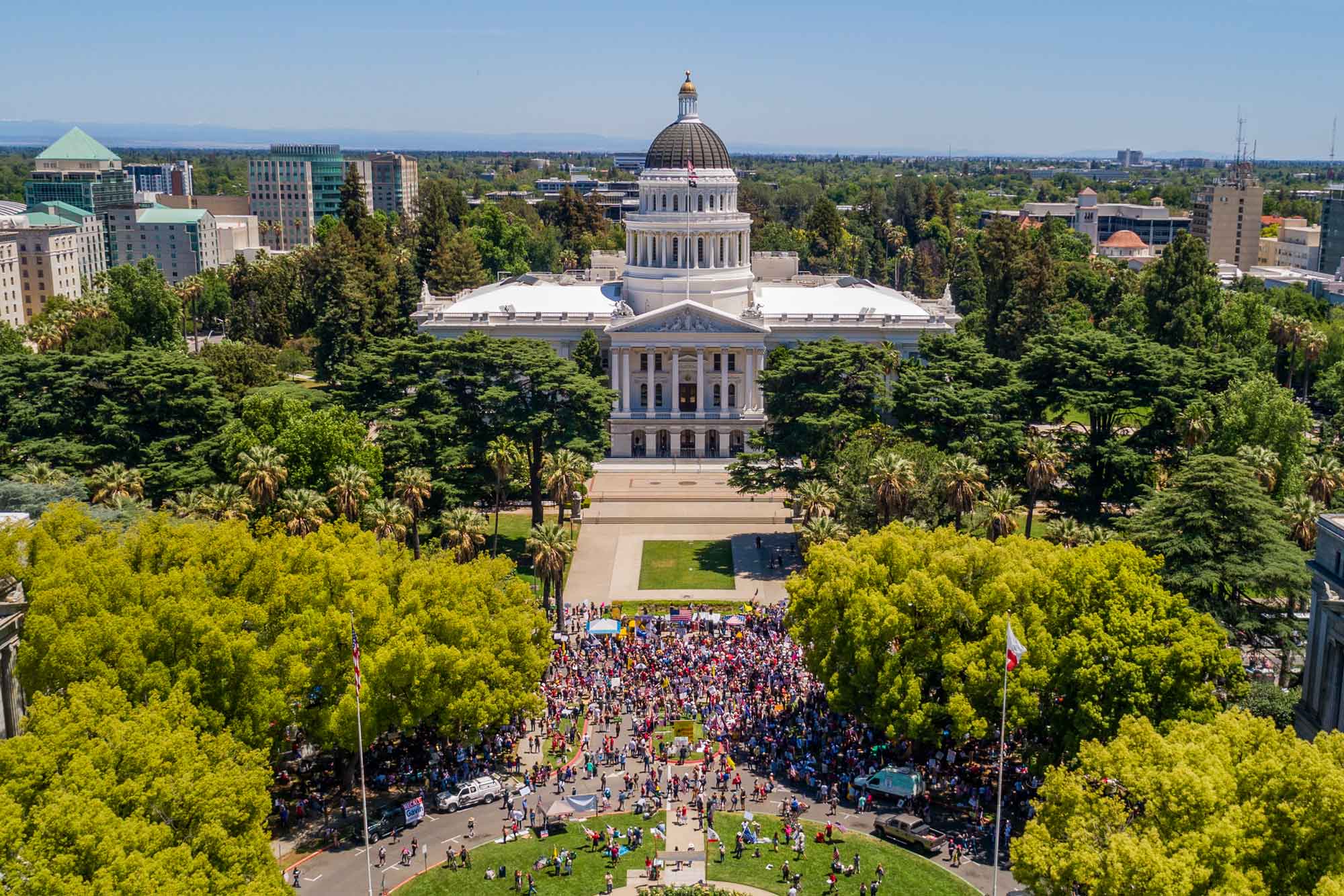 photo - Aerial View of California State Capitol Building with Rally in Front