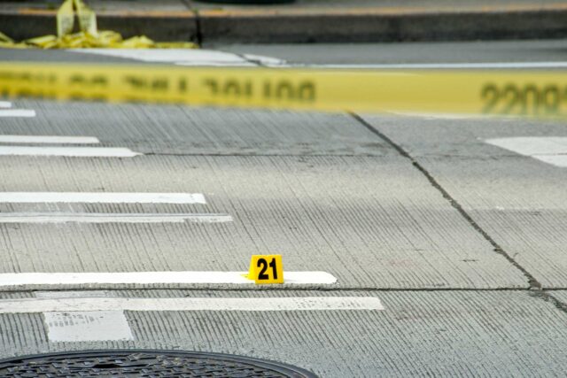 photo - An Evidence Marker at a Crime Scene