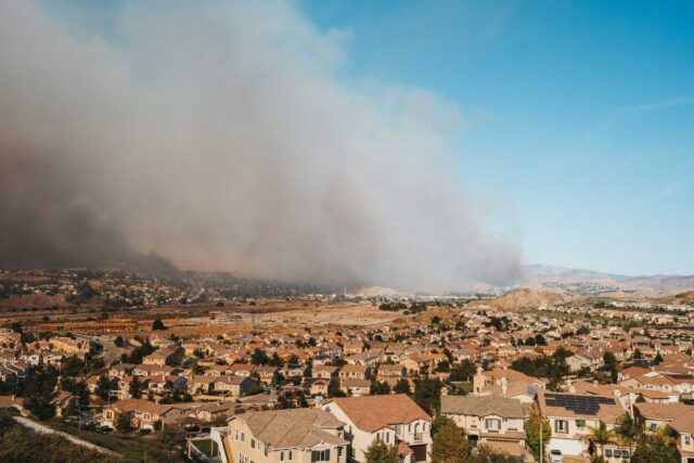 photo - California Wildfire Burns near Residential Area