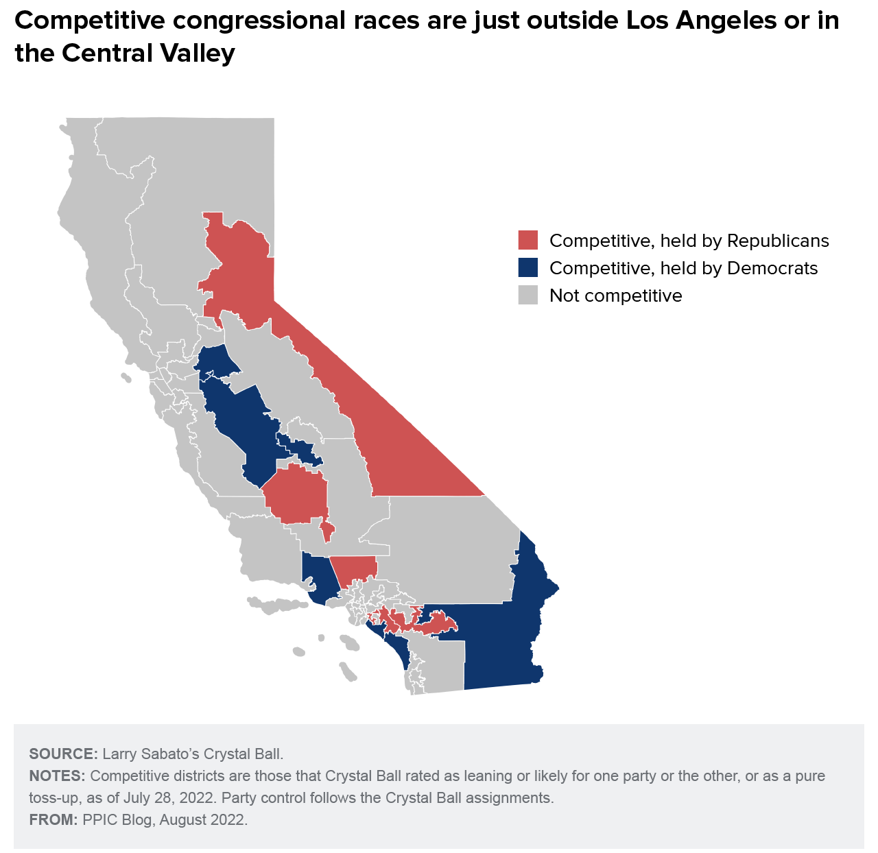 map - Competitive congressional races are just outside Los Angeles or in the Central Valley