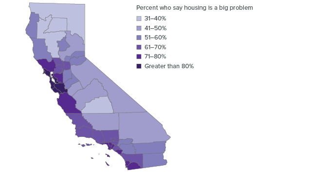 Figure 10. Majorities believe housing is a big problem along almost the entire coastal region