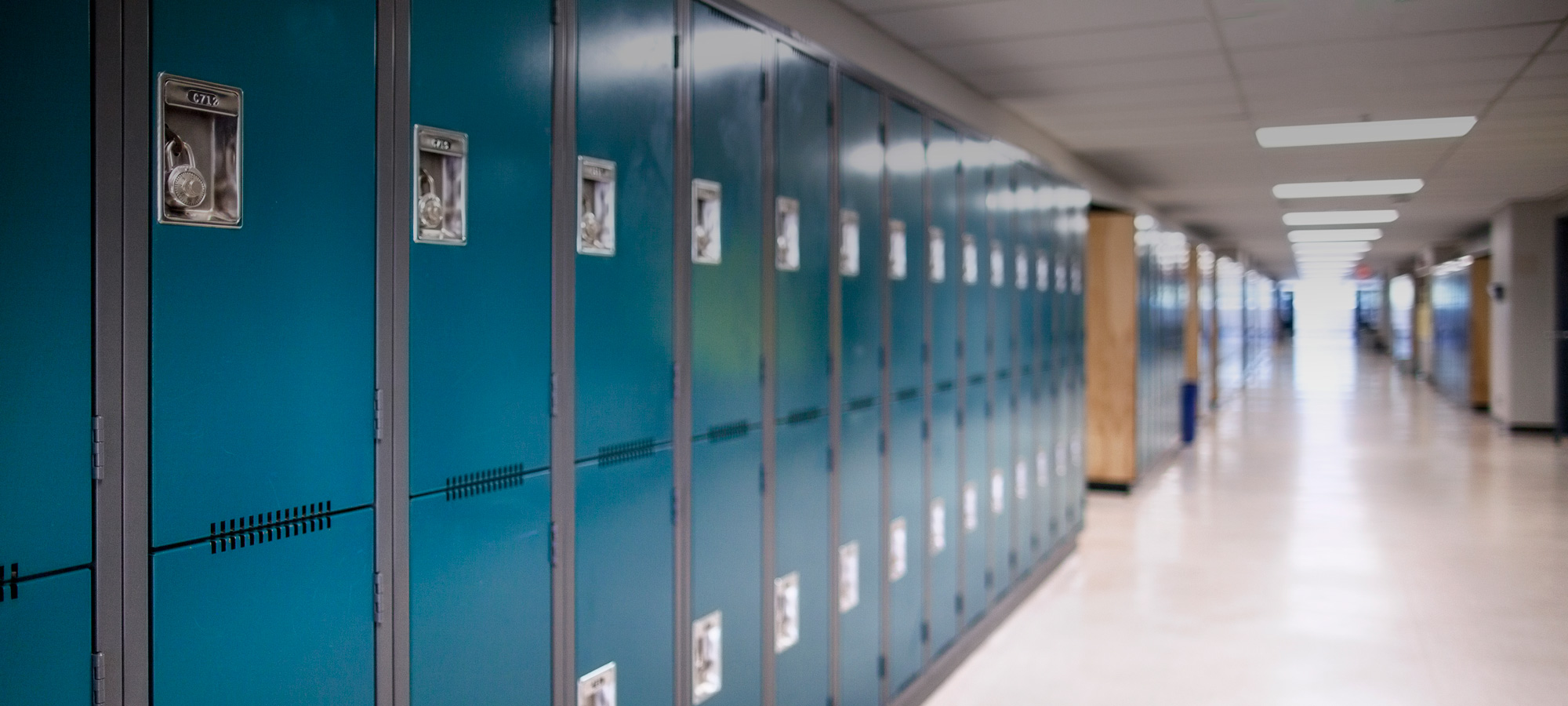 photo - Close up of a row of school lockers